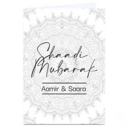 Card Factory Personalised Roshah Designs Wedding Card - Shaadi Mubarak