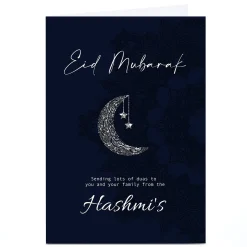 Best Personalised Roshah Designs Eid Card - Eid Mubarak Navy Eid