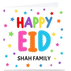 Card Factory Personalised Roshah Designs Eid Card - Colourful Stars