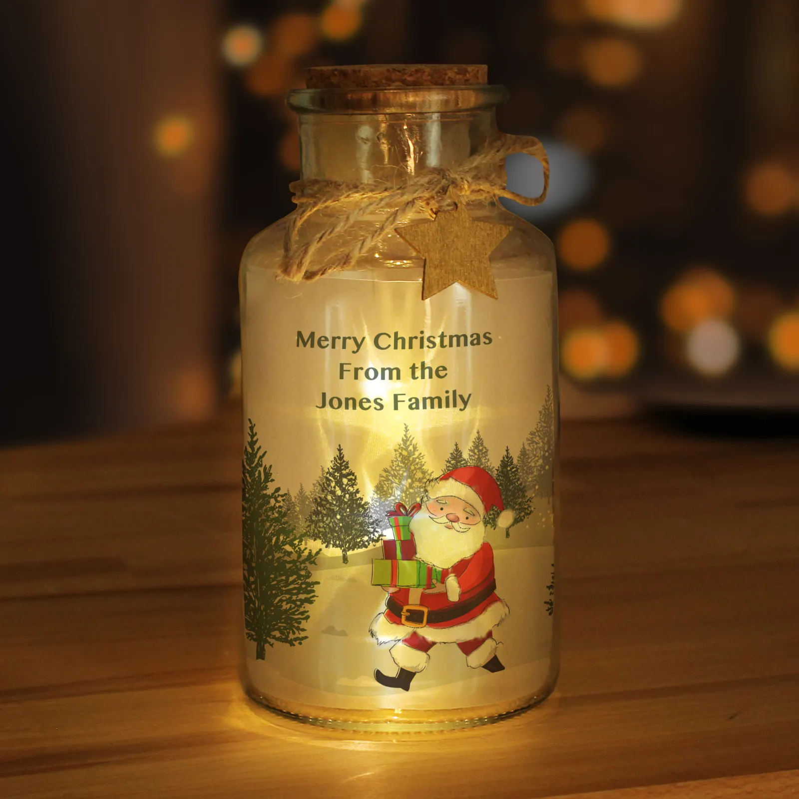 Personalised Santa LED Glass Jar Personalised Jewellery And Keepsakes|Jewellery & Keepsakes