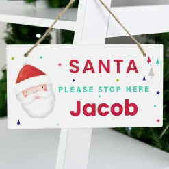 Kids Card Factory Personalised Santa Please Stop Here Sign