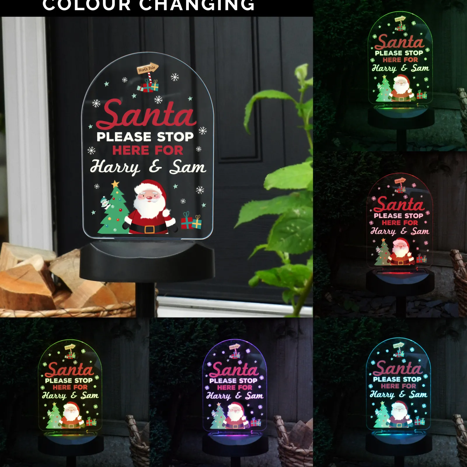 Personalised Santa Stop Here Outdoor Solar Light Personalised Canvas & Wall Art|Photo Prints & Wall Art