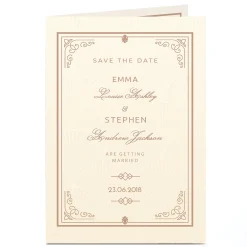 Card Factory Personalised Save The Date Card - Traditional Elegance