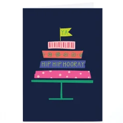 Card Factory Personalised Sazerelli Card - Hip Hip Hooray Cake