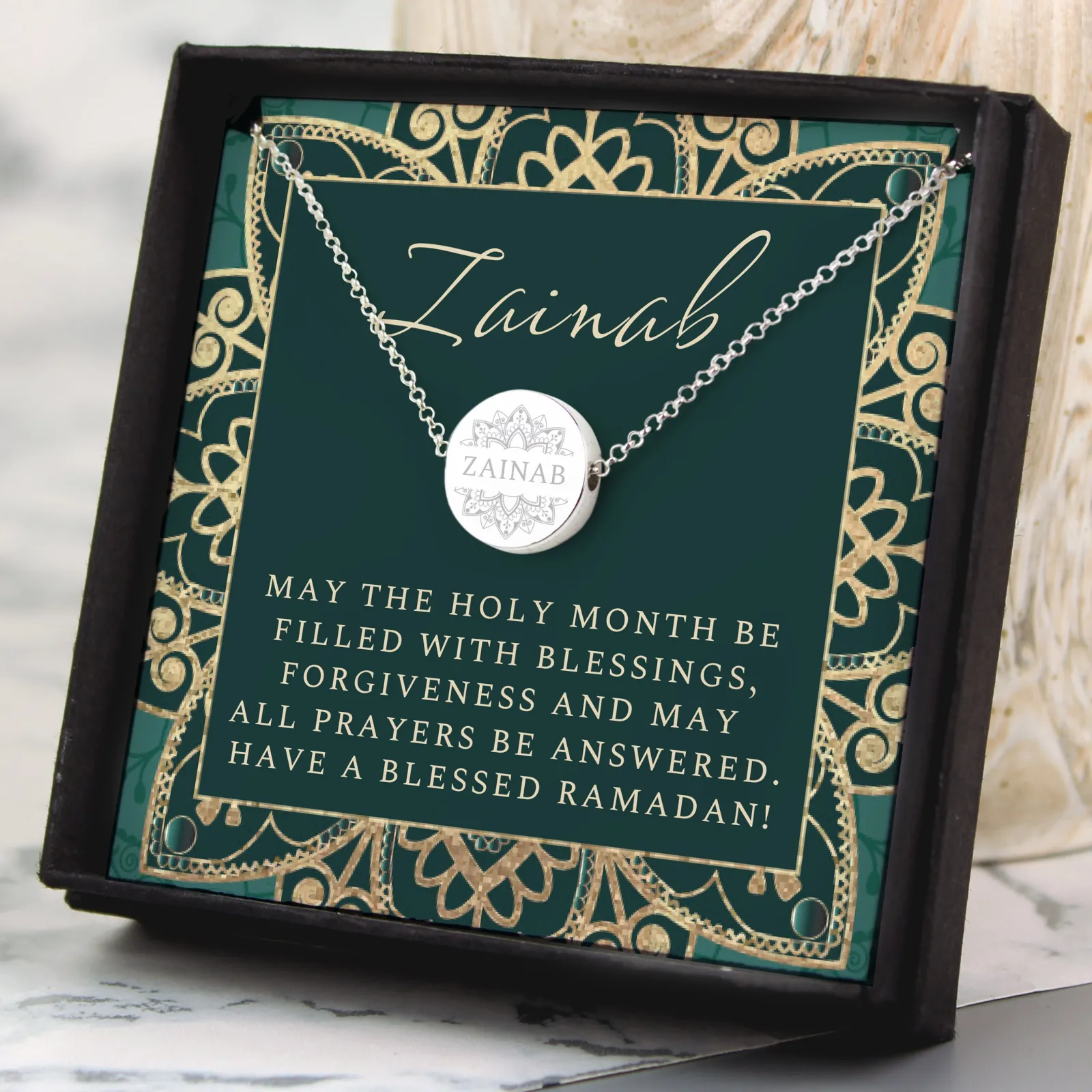 Clearance Personalised Sentiment Eid & Ramadan Disc Necklace & Box Kids Jewellery & Keepsakes|Gifts For Kids