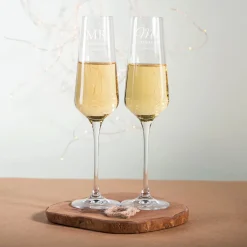 New Personalised Set Of Premium Flutes - Mr & Mrs Personalised Glasses|Glassware