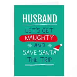 Discount Personalised Smiley Happy People Christmas Card - Let's get Naughty Funny|Christmas