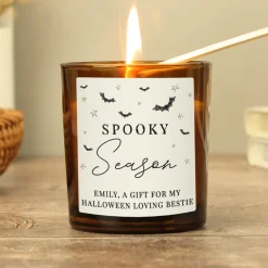 Card Factory Personalised Spooky Amber Glass Candle