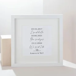 Hot Personalised Square Framed Wall Art Print - Love Story Dates Personalised Canvas & Wall Art|Photo Prints & Wall Art