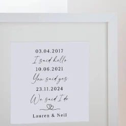 Hot Personalised Square Framed Wall Art Print - Love Story Dates Personalised Canvas & Wall Art|Photo Prints & Wall Art