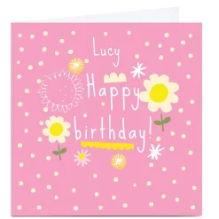 Card Factory Personalised Squirrel Bandit Birthday Card - Pink and Daisies