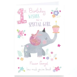 Kids Card Factory Personalised 1st Birthday Card - Birthday Wishes For A Special Girl