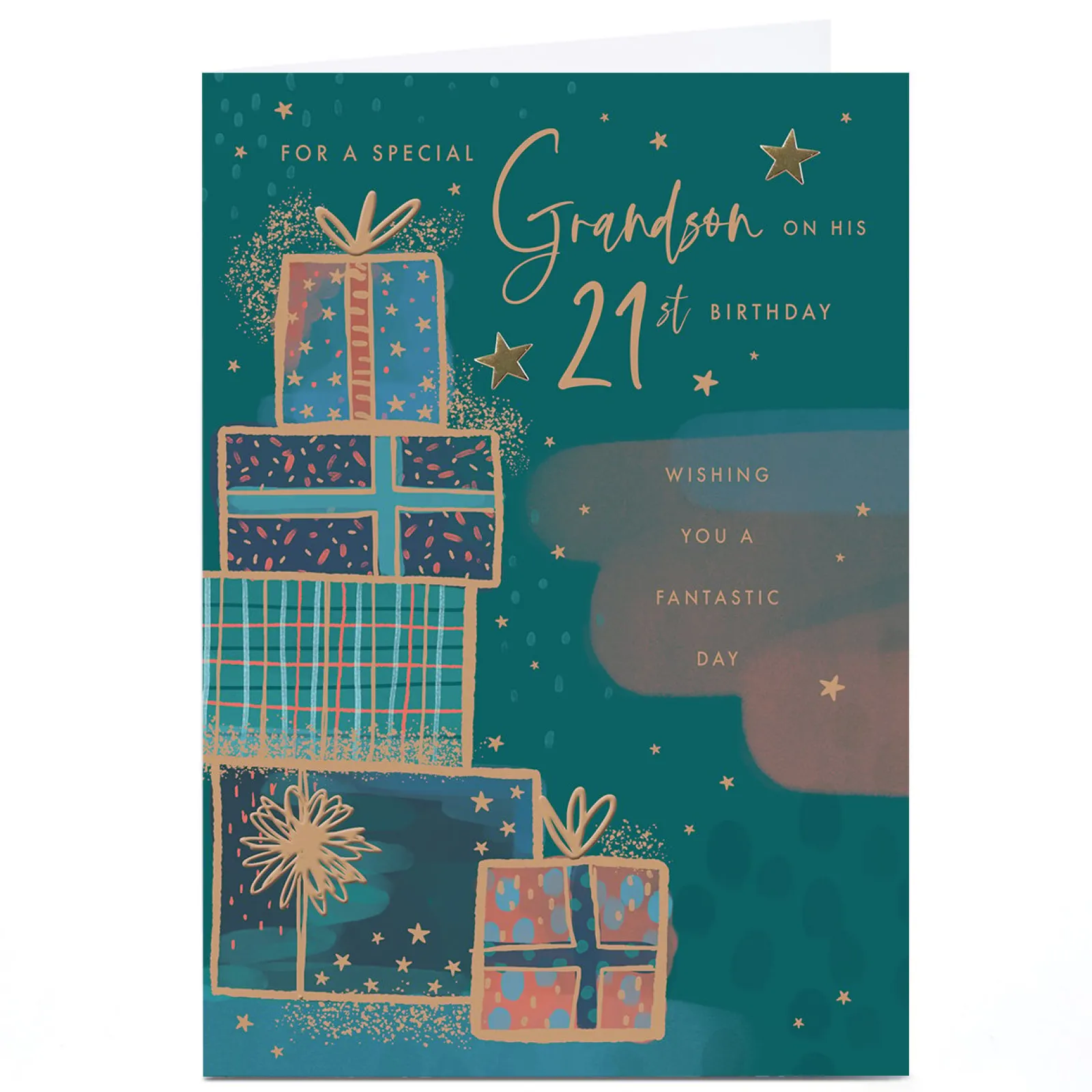 Personalised 21st Birthday Card - Pile of Presents, Grandson For Grandson|21St Birthday