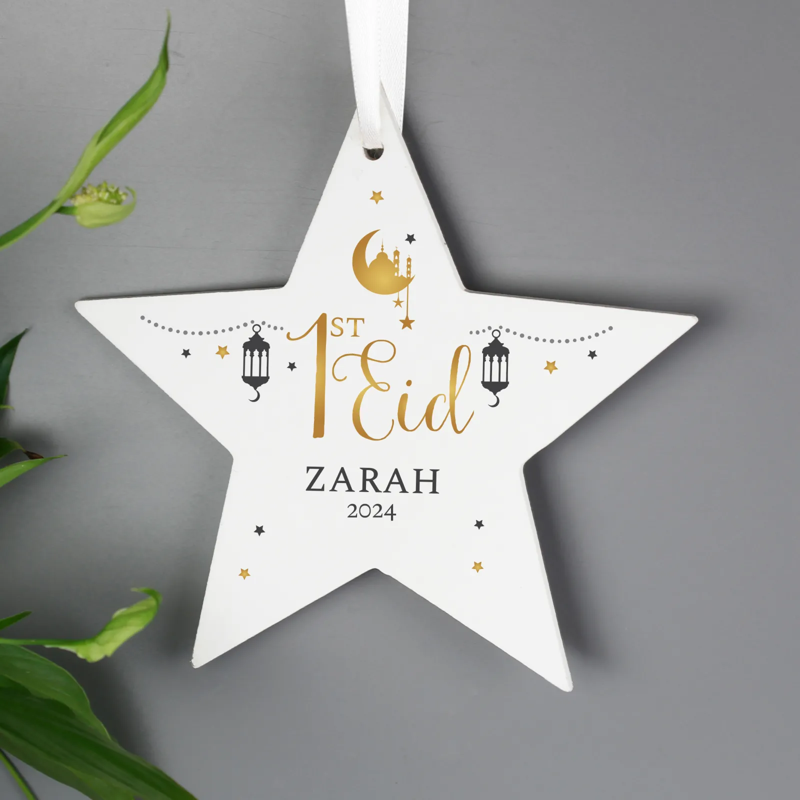 Kids Card Factory Personalised 1st Eid Wooden Star Decoration