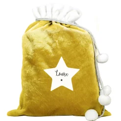 Personalised Star Luxury Pom-Pom Gold Sack Kids Gifts For Kids|Christmas Gifts