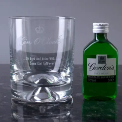 Sale Personalised Stern Gin Glass With Miniature - Gin O'Clock Personalised Engraved Gifts|Engraved Gifts