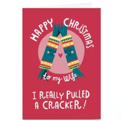 Card Factory Personalised Stevie Studio Christmas Card - Cracker Wife