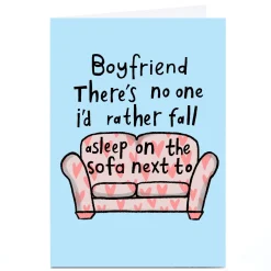 BOY Card Factory Personalised Stevie Studio Card - Fall Asleep on the Sofa