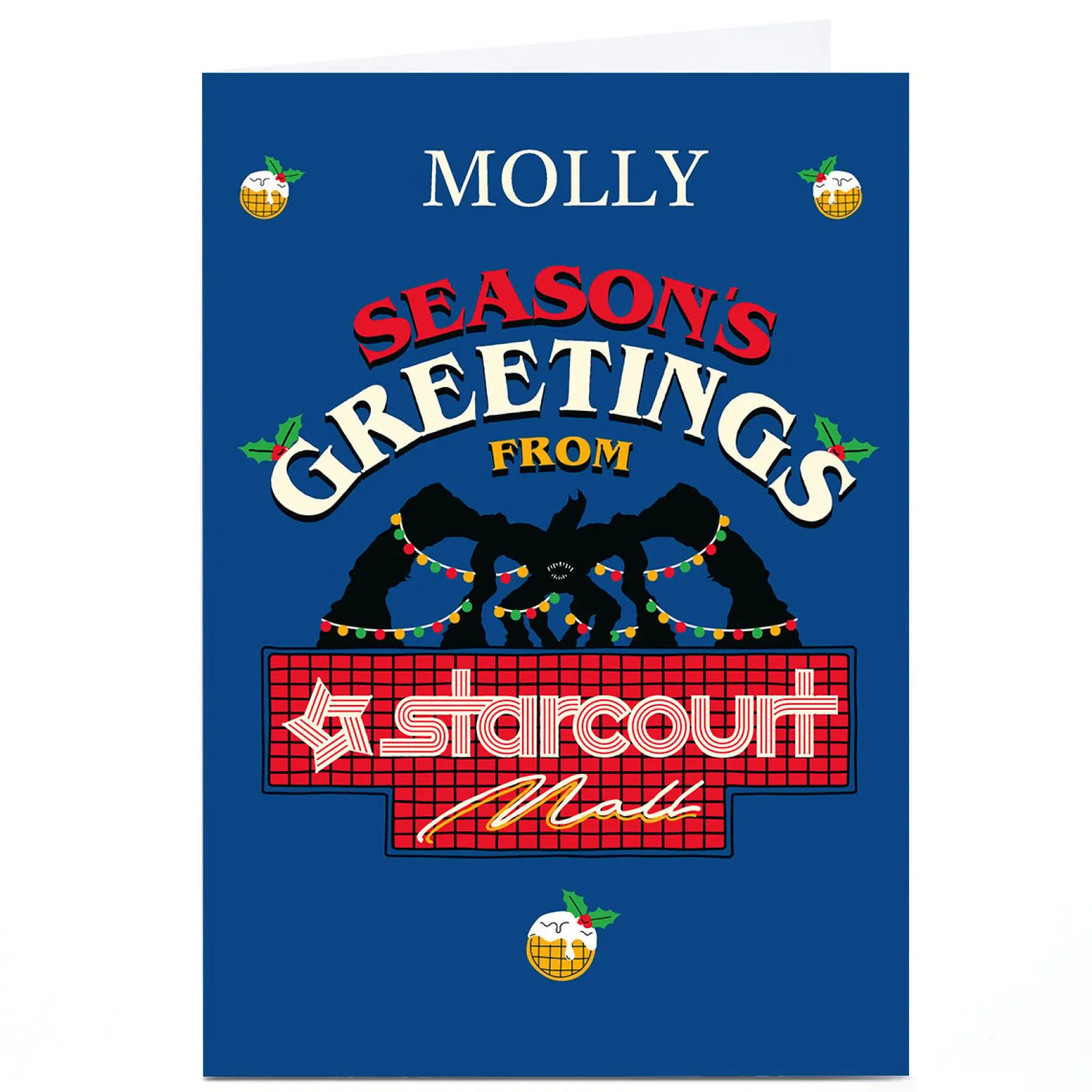 Card Factory Personalised Stranger Things Christmas Card - Starcourt Mall