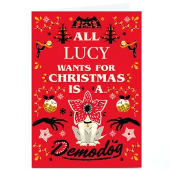New Personalised Stranger Things Christmas Card - Demodog Tv & Film|Christmas