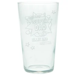 Clearance Personalised Super Hero Dad Pint Glass Personalised Glasses|Glassware