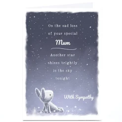 Card Factory Personalised Sympathy Card - Rabbit & Stars, Mum