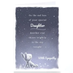 Personalised Sympathy Card - Rabbit & Stars, Daughter Sympathy