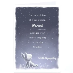 Card Factory Personalised Sympathy Card - Rabbit & Stars, Parent