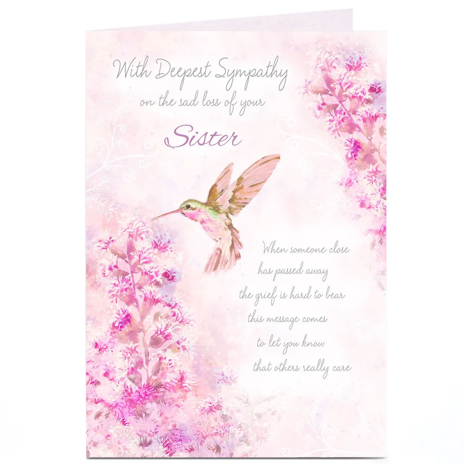 Clearance Personalised Sympathy Card -Hummingbird Sympathy