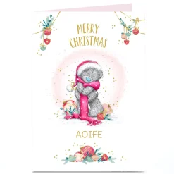 Card Factory Personalised Tatty Teddy Christmas Card - Bear in Scarf