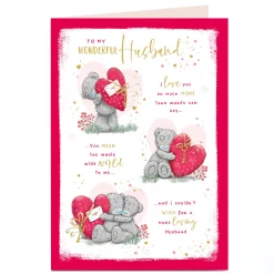 Card Factory Personalised Tatty Teddy Valentine's Day Card - You Mean the Whole Wide World, Husband