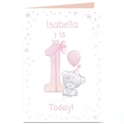 Online Personalised Tatty Teddy 1st Birthday Card - Pink Bear, 1 Today Kids For Niece|For Granddaughter