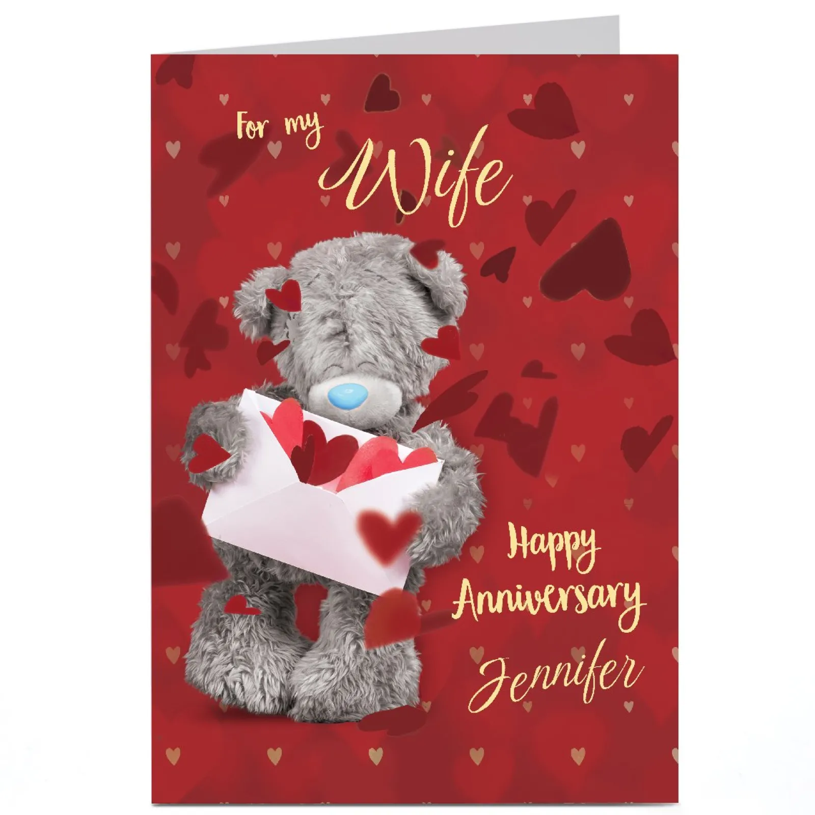 Card Factory Personalised Tatty Teddy Anniversary Card - For My Wife