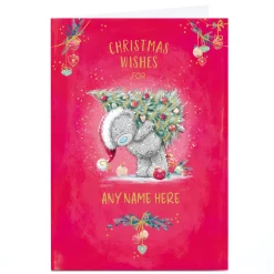 Personalised Tatty Teddy Christmas Card - Bear with Christmas Tree, Any Name Tatty Teddy|Christmas