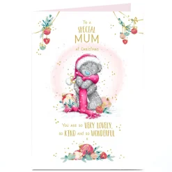 Card Factory Personalised Tatty Teddy Christmas Card - Bear in Scarf, Mum