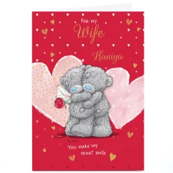 Card Factory Personalised Tatty Teddy Valentine's Day Card - You Make my Heart Smile, Wife