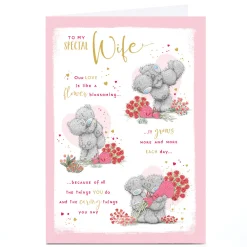 Card Factory Personalised Tatty Teddy Valentine's Day Card - Love Grows Each Day, Special Wife