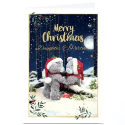 Card Factory Personalised Tatty Teddy Christmas Card - Teddy Couple, Daughter and Partner