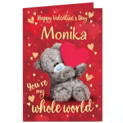 Card Factory Personalised Tatty Teddy Valentine's Day Card - My Whole World, Any Name