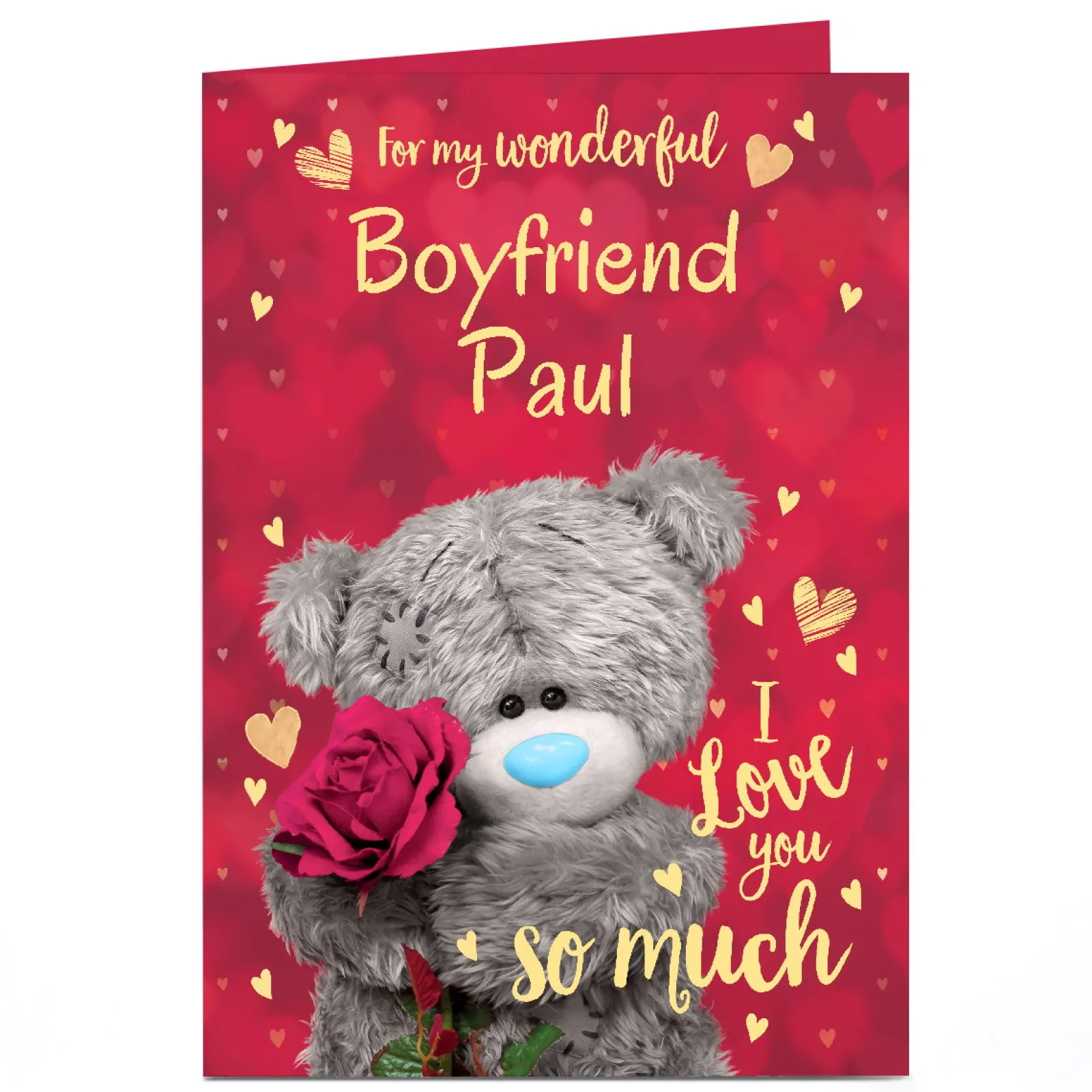 Card Factory Personalised Tatty Teddy Valentine's Day Card - Love You So Much, Boyfriend