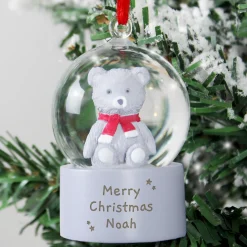 New Personalised Teddy Bear Glitter Snow Globe Tree Decoration Kids Personalised Jewellery And Keepsakes|Jewellery & Keepsakes