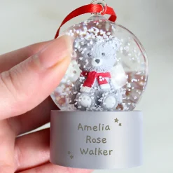 New Personalised Teddy Bear Glitter Snow Globe Tree Decoration Kids Personalised Jewellery And Keepsakes|Jewellery & Keepsakes