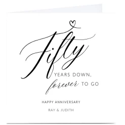 Card Factory Personalised 50th Anniversary Card - Fifty Years Down