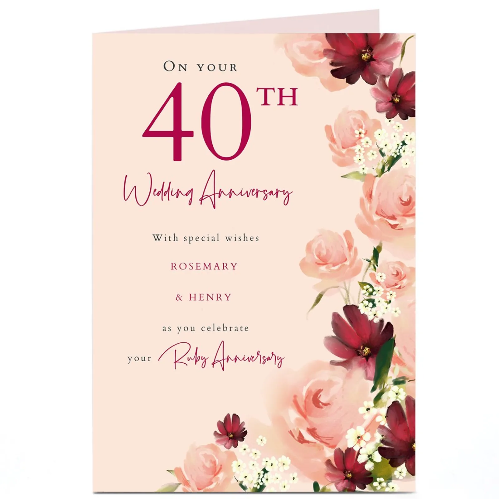 Card Factory Personalised 40th Anniversary Card - Special Wishes As You Celebrate