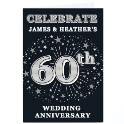 Hot Personalised 60th Anniversary Invitation - Silver Stars Invitations|Anniversary Party