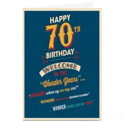 Discount Personalised 70th Birthday Card - Welcome To The Wonder Years For Grandad|70Th Birthday