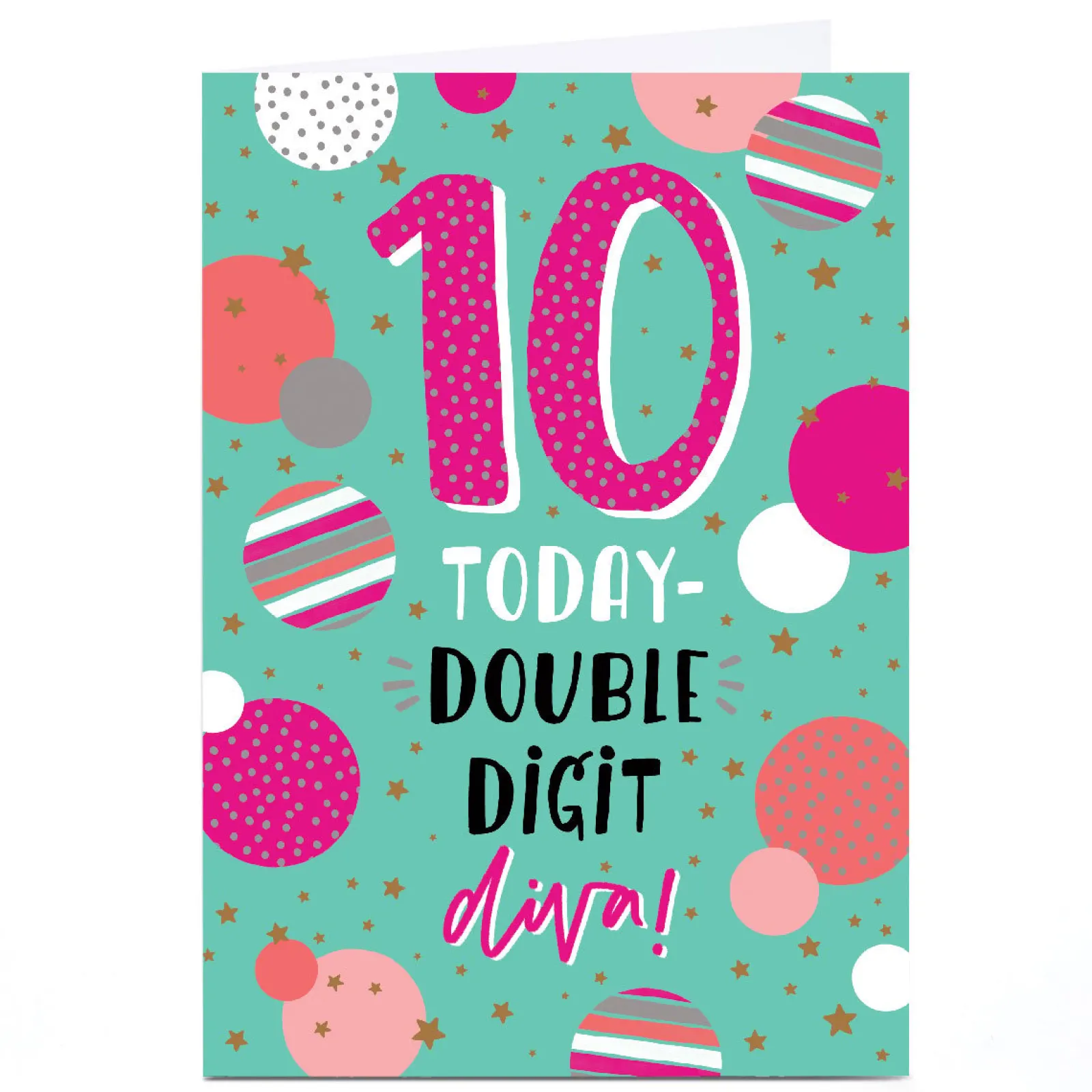 Best Personalised 10th Birthday Card - Double Digit Diva Kids For Granddaughter|For Daughter