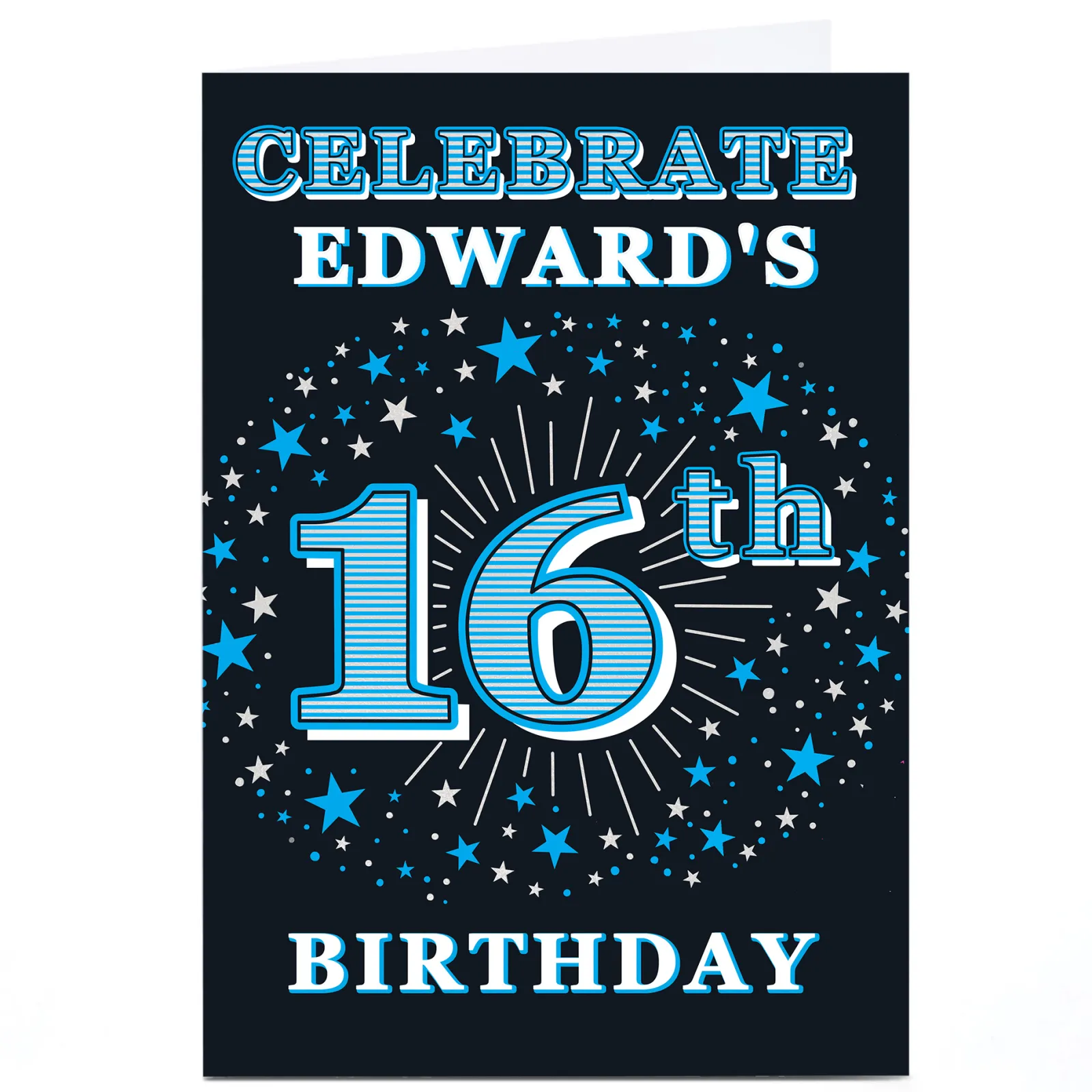 Personalised 16th Birthday Invitation- Blue Stars 16Th Birthday|Invitations