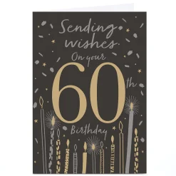 Discount Personalised 60th Birthday Card - Black and Gold Cake Candles For Son|60Th Birthday