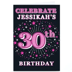 New Personalised 30th Birthday Invitation - Pink Stars 30Th Birthday|Invitations